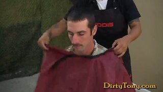 Military haircut and masturbation