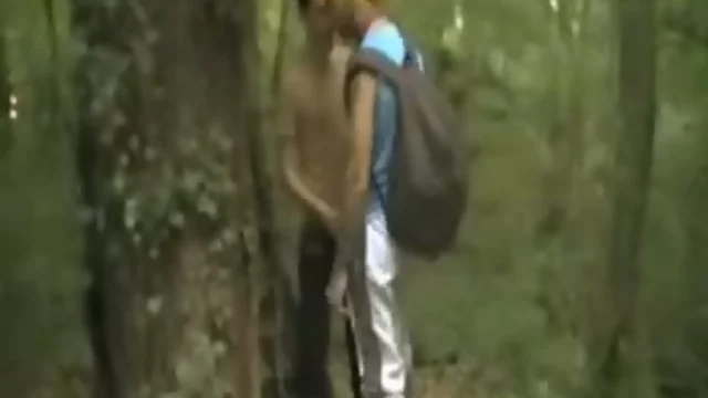 Grabbing a tree woods sex