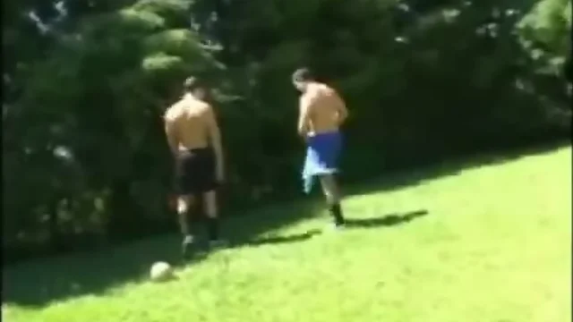Athletes fuck in the grass
