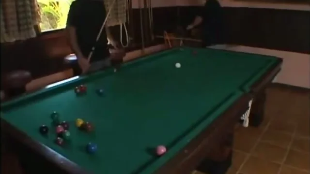Bareback sex on pool table