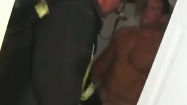 Horny fireman sucks on cock
