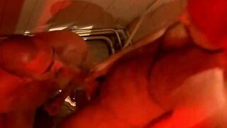 Muscle men fuck in bathroom
