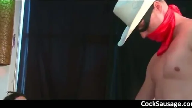 Cowboy stripper gets cock sucked