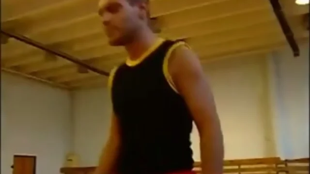 These two hot and sweaty wrestlers practice their wrestling