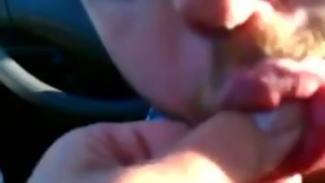 Cock Sucking and eat seed in car