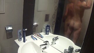 Perverted fucking off off in a shower