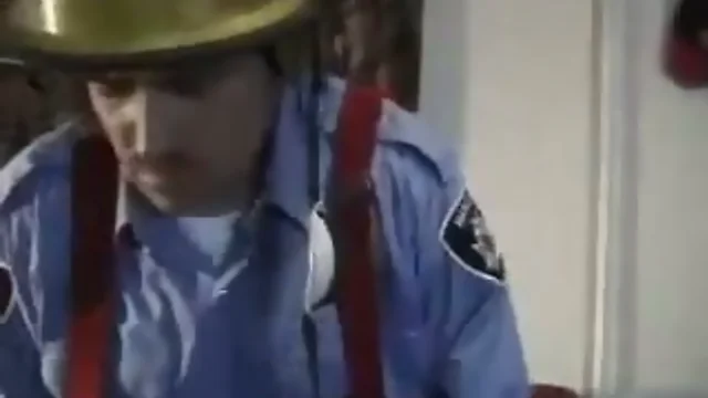 Bear Firefighter plays with his dick