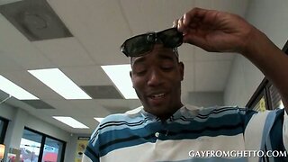 Teen white gay blowing black dong in public