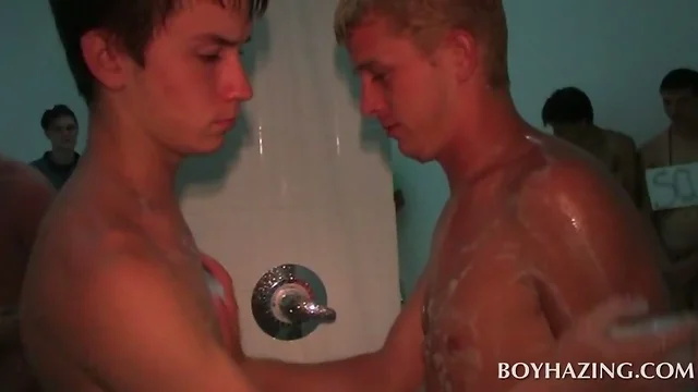 Gay freshmen working cocks in the shower