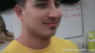 Gay cock sucking in college fraternity sex games