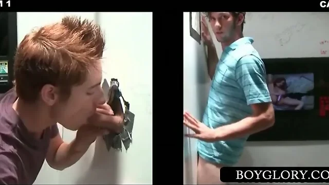Gloryhole blowjob with gay and straight dudes