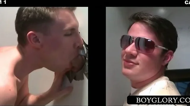 Blowjob on gloryhole with sinful gay