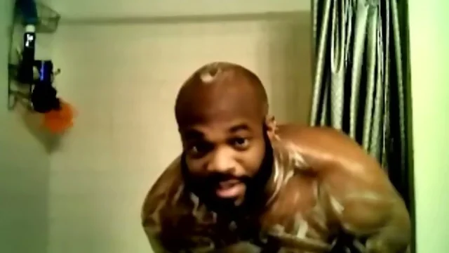 Big Black Guy Having A Shower