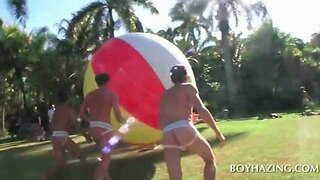 Good looking boys playing gay sex games outdoor