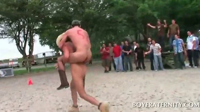 College guys in outdoor fraternity gay sex games