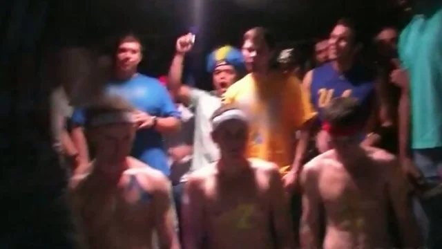 College guys having to fight naked to be in fraternity