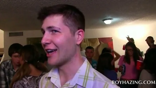 Naked college guy playing gay to be in the fraternity