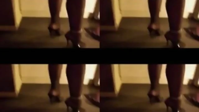 Nylon Stockings Sissy cock sucking spunk on heels