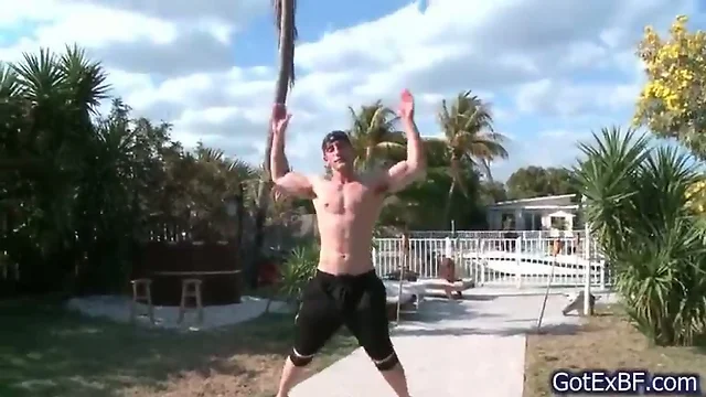 Hot workout guy outdoors