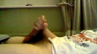 Hairy cock dude jerks off