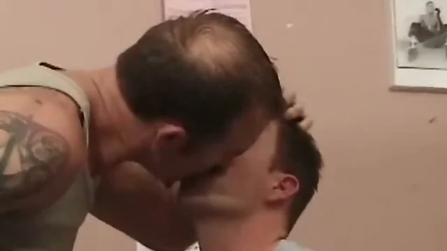 Gay blowjob in the office