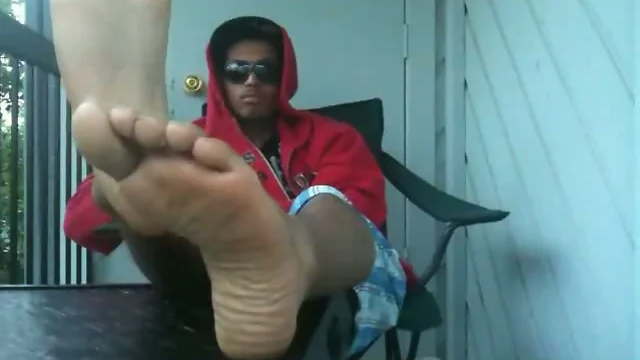 Gay black boy shows feet