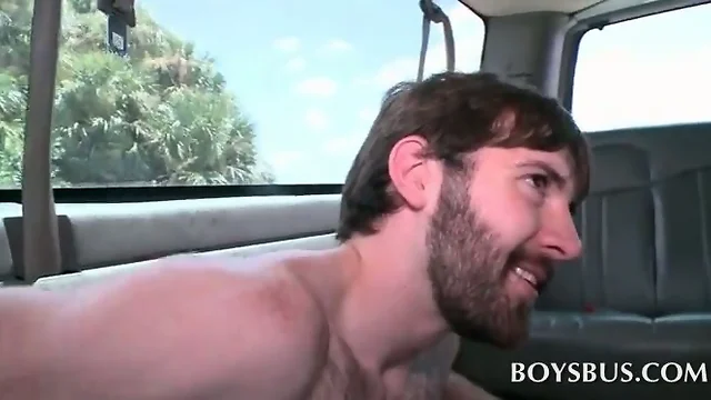 Excited guy gets tricked into gay blowjob in the boys bus