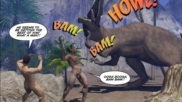 KREIDEZEIT HAHN 3D Homosexuell Comic Geschichte über Sex mit Caveman!