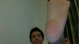 straight guys feet on webcam - chinese food!