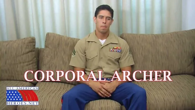 Corporal Archer: Sexy Latino Muscle Stud`s First Solo!