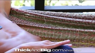 Thick&Big Big dicked twink fucks in hammock
