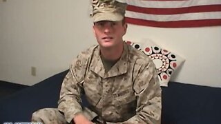 Military man jacks his cock