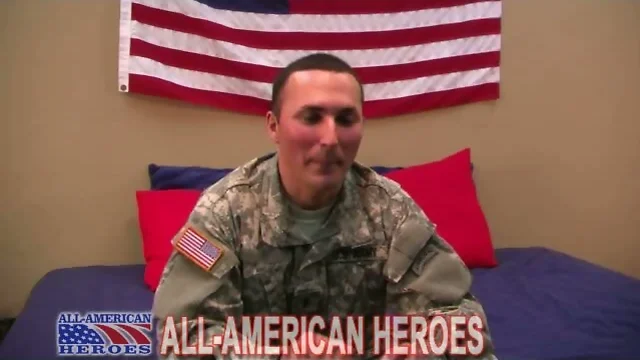 Soldier masturbates his cock