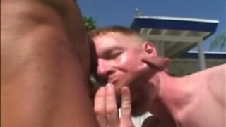 Gay blowjobs and cumshots outdoors