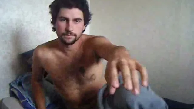 Hairy guy cums on video