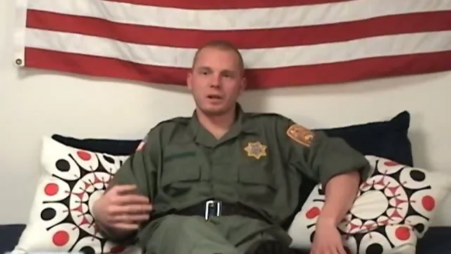 Man in uniform masturbates