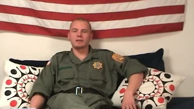 Man in uniform masturbates