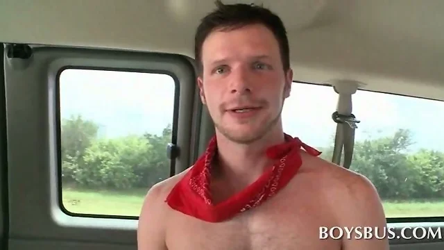 Attractive dude daring to try gay oral sex in the boys bus