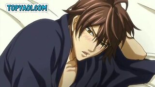 Sexy hentai boys having hard anal sex and love in bed