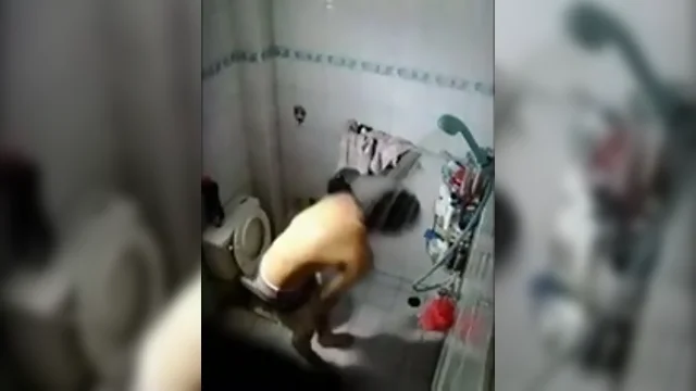 oriental men stroke in bath with concealed cam captured