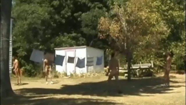 Steamy outside foursome gay fuck fest in the Lads Camp