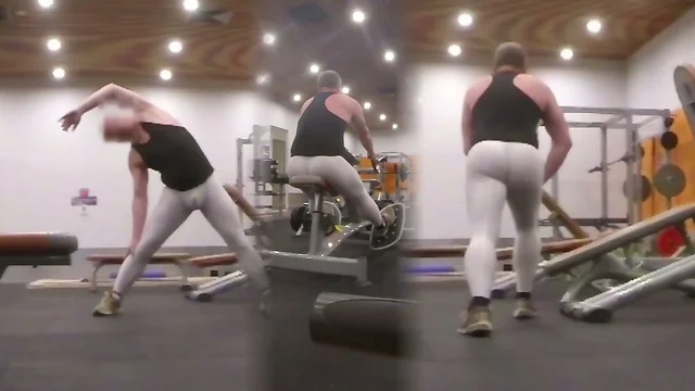 Working out in white spandex
