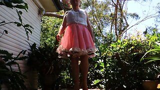 Sissy Ray being a gay faggot in pink sissy dress