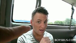 Straight guy trying gay anal sex in the boys bus