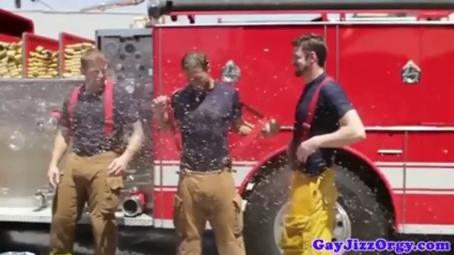 Gaysex hunks in uniform squirting seed