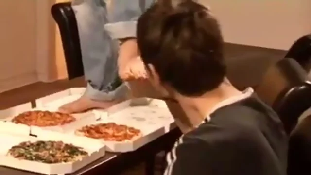 Feet-Cheese Frenzy: Guys Eating Pizza Cheese Off Each Other`s Feet!