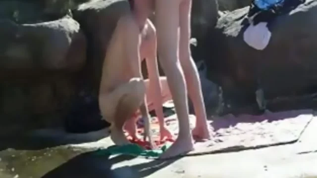 teenage guy chokes on a load of semen at the beach