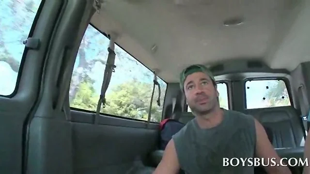 Cute dude talked into gay sex in the boys bus