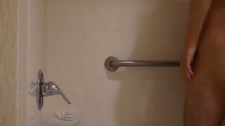 asiatic korean guy erection in shower fucking off jack off (me)