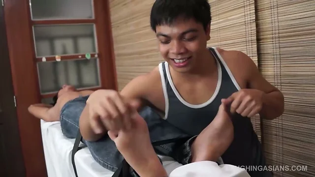 Tickling Sexy Asian Boy Simon's Feet and Armpits